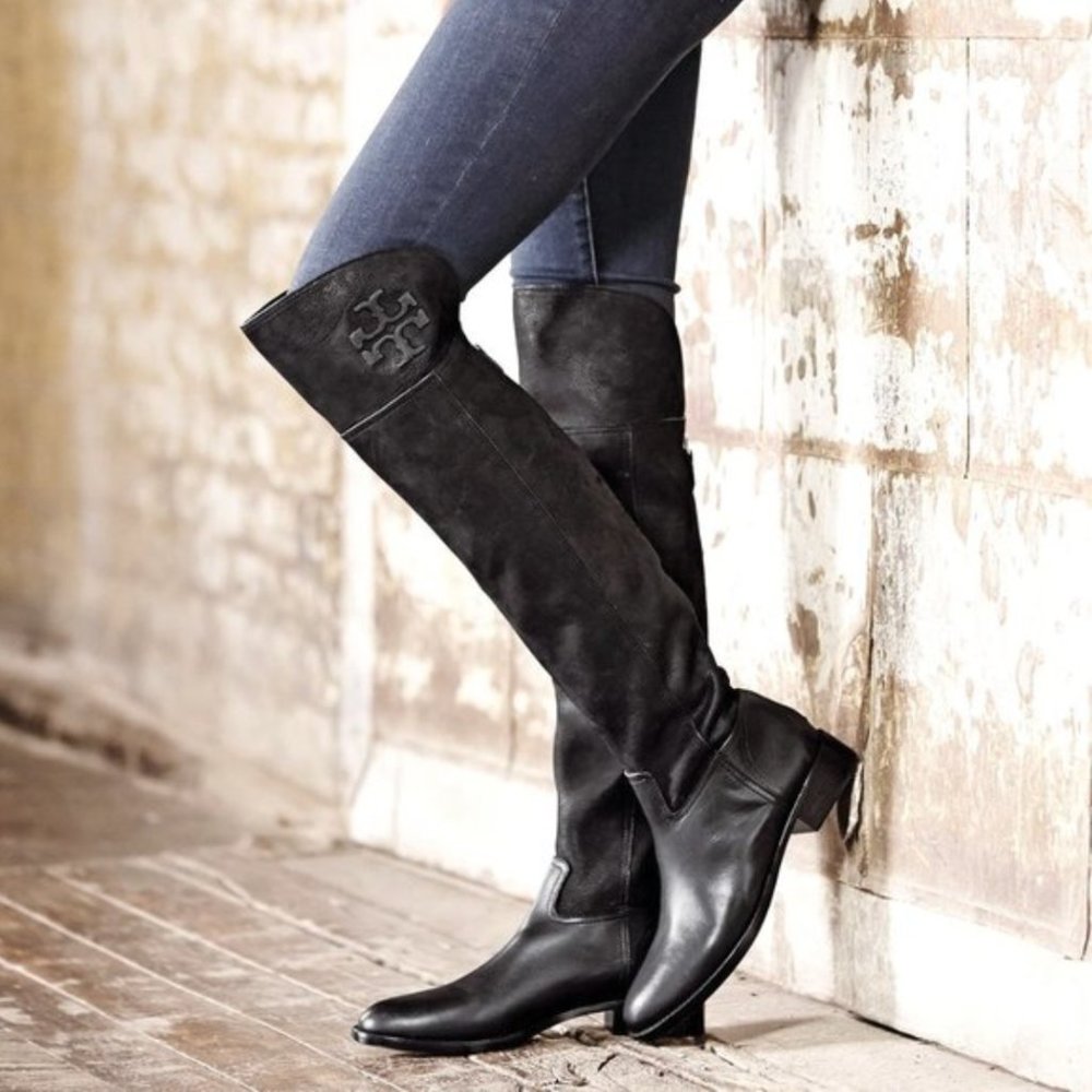 TORY BURCH Over The Knee Leather Boots - Size 7
